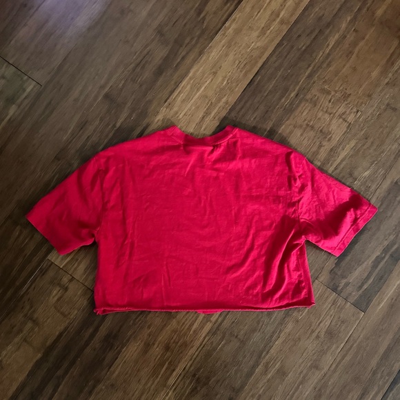 🌟FREE🌟FILA Domenica Crop Top Logo Short Sleeve T-Shirt Red White Cotton Tee - Picture 3 of 7